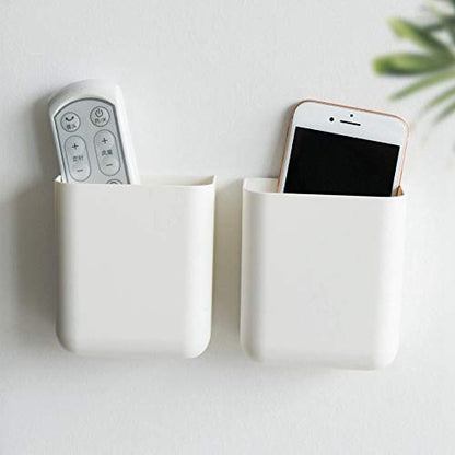 T-H-See Remote Holders Wall Mount Hole Free, Self-Adhesive Storage Box, Pen Holder (2 Pack)