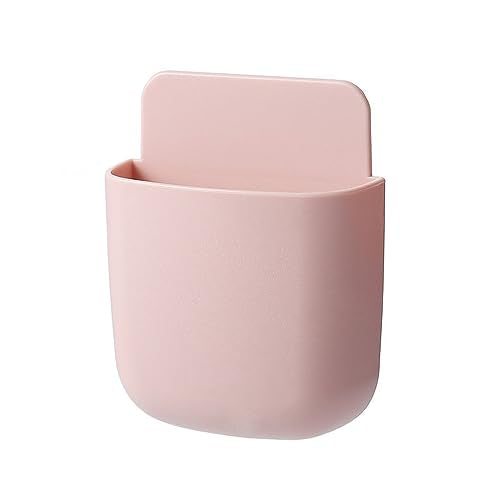 AKOAK Wall-mounted Remote Control Holder, Self-adhesive Wall-mounted Storage Case - Cell Phone, Pen, Makeup Brush, Glasses, Storage Case Next to Desk, Pack of 1 (Pink) - color: pink