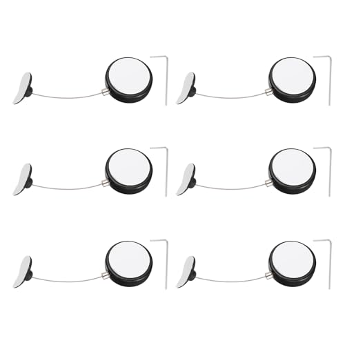 PATIKIL Retractable Remote Control Cable Tether (4.9ft / 1.5M, Black)(6 Set) Round Remote Control Security Lanyard Lock Adjustable Locking Leash with Plastic Cap, Suit for - TVs/Tablets - color: Black, size: 4.9ft