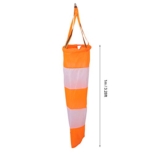 Airport Fluorescent Windsock, Nylon Airport Windsock Outdoor Wind Measurement Sock Bag with Reflective Belt Wind Vane Weather Bag (1 Meter red and White Fluorescent