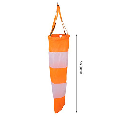 Airport Fluorescent Windsock, Nylon Airport Windsock Outdoor Wind Measurement Sock Bag with Reflective Belt Wind Vane Weather Bag (1 Meter red and White Fluorescent