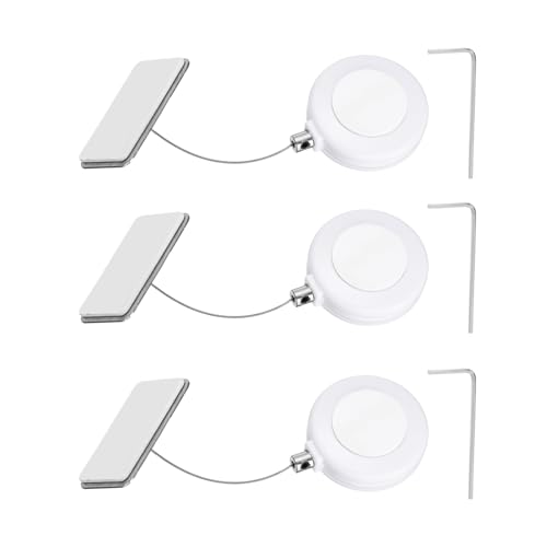 PATIKIL Retractable Remote Control Cable Tether (3ft / 0.9M, White)(3 Set) Round Remote Control Security Lanyard Lock Adjustable Locking Leash with Iron Cap, Suit for - TVs/Tablets - color: White