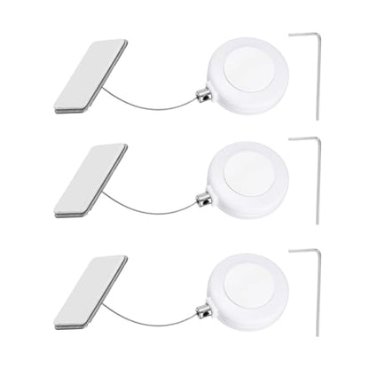 PATIKIL Retractable Remote Control Cable Tether (3ft / 0.9M, White)(3 Set) Round Remote Control Security Lanyard Lock Adjustable Locking Leash with Iron Cap, Suit for - TVs/Tablets - color: White