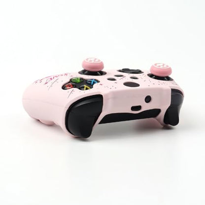 Moonlit Cats with a Loving Heart Controller Skin Compatible with Xbox Series X Wireless Controller, RALAN Protector Case， Customised Thumb Grips Cap - color: MCats Pink