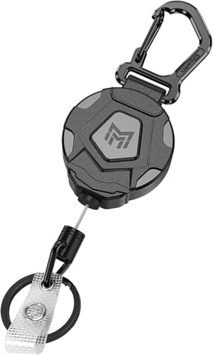MNGARISTA Retractable Keychain, Heavy Duty Carabiner Badge Holder, Tactical ID Badge Reel with 31.5” Steel Retractable Cord, 8.0 oz - style: 1-Pack