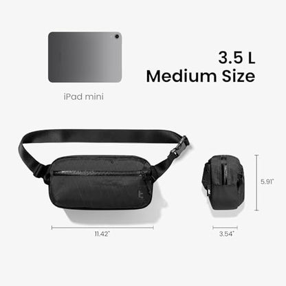 tomtoc 3.5L X-Pac Sling Bag with RFID Blocking Crossbody Pack for Men Women - color: X-Pac Black, size: 3.5L