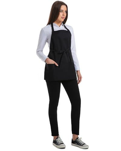 Syntus Chef Apron for Men Women with Pockets, Thick Grilling BBQ Apron - color: Black - S