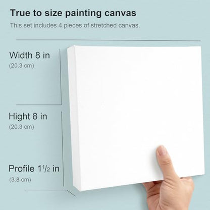 AUREUO 8x8 Inch Gallery Wrapped Canvas 1.5 Inch Depth 4 Pack - size: 8"x8" Gallery