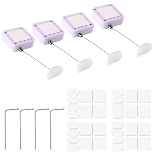 4 Pcs Retractable Remote Control Tether Locks, 6.7ft/2.04m Adjustable Security Control Cable Cord Remote Leash Lanyard for Showroom Office Home TV Remotes Gaming Controllers Tablets Keyboards (White)