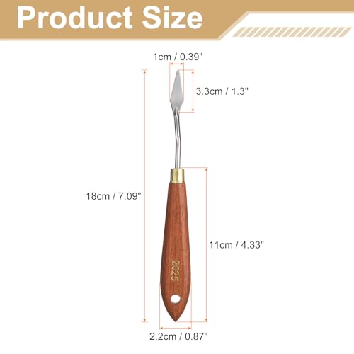 HARFINGTON 2pcs Palette Knife Painting Tool 1.18" x 0.39" Stainless Steel Teardrop Blade 7.09" Length Spatula Painting Pallet Knives with Hole Beech Wood Handle for Acrylic Canvas, Red/Silver - size: 7.09" x 0.39" x 1.18"