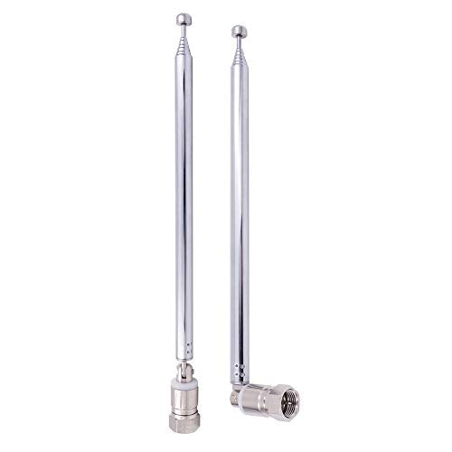 Fancasee 2-Pack FM Radio Antenna Telescopic 75 Ohm Screw F Type Male Plug Jack Connector Adapter AM FM Antenna for AV Stereo Receiver Home Theater Amplifier