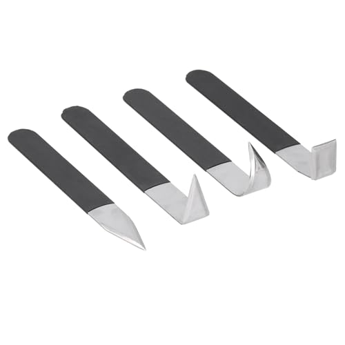 GBSCLOVER 4Pcs Pottery Trimming Tools, Stainless Steel Pottery Clay Trimming Tools, 5.9x0.74in Clay Trim Tool Set with Rubber Handle for Engraving, Shaping, Styling Sculpture