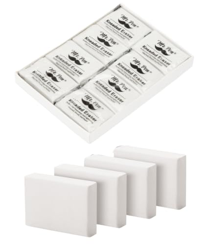 Mr. Pen- Kneaded Erasers, 0.9" x 1.25", 8 Pack, White, Soft Moldable - color: White, size: 8 Pack, 0.9" x 1.25"