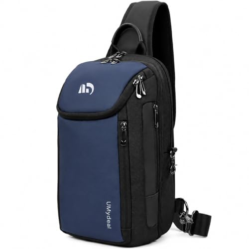 Sling Backpack RFID, Men Shoulder Crossbody Bag for 11-inch iPad Travel - color: Blue, size: Small