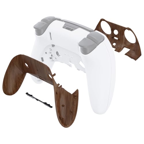 eXtremeRate Top Bottom Decorative Trim Shell Compatible with ps5 Edge Controller DIY Replacement Front Back Clip Shell, Custom Wood Grain Plates Cover Compatible with ps5 Edge Controller - color: Wood Grain