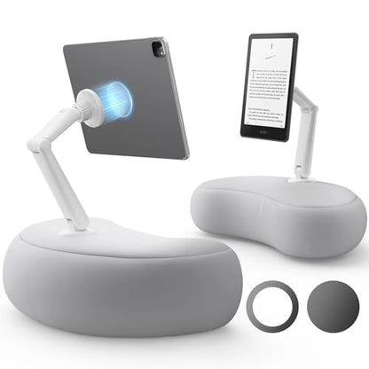 SAIJI Magnetic Tablet Pillow Stand for Bed with Ergonomic Soft Pillow(Gray) - color: Light Gray