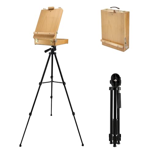 French Style Easel with Beech Wood & Aluminum Tripod - color: Nature