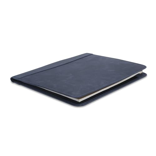 Heavy Duty Buffalo Leather Legal Pad Portfolio with Binder, Blue - color: Blue