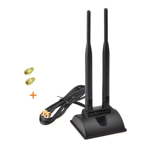 Eightwood Dual Band RP-SMA WiFi Antenna with 2-Pack SMA Male Adapter