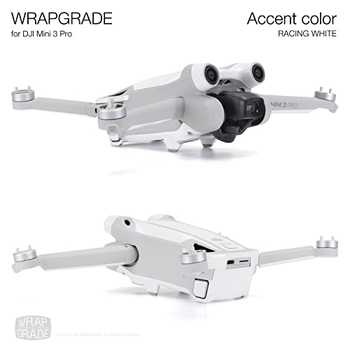 WRAPGRADE Skin Stickers Compatible with DJI Mini 3 Pro | Accent Color (Racing White) - color: Racing White