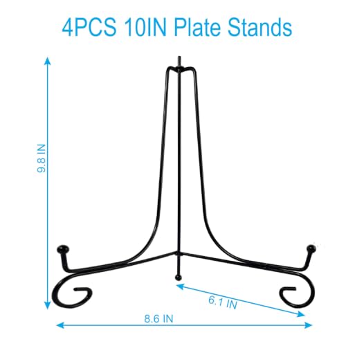HENABLE 4PCS Premium Black Iron Plate Stands for Display Large 10 Inch - size: 4PCS 10IN