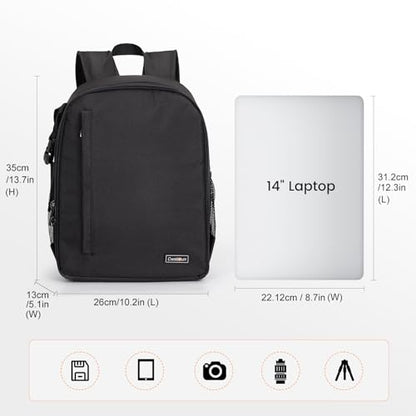 Cwatcun Camera Backpack Bag Lightweight with Tripod holder/Water-resistant - color: Black, size: 2.0 Small