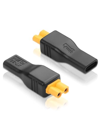 CERRXIAN USB C to XT30 Adapter, Type-C Female Input to XT30 Female Output Power Adapter for RC Lipo Battery Drone -2PCS