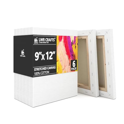 LWR CRAFTS Stretched Canvas 9" X 12" Pack of 6 - size: 9"x12"x6