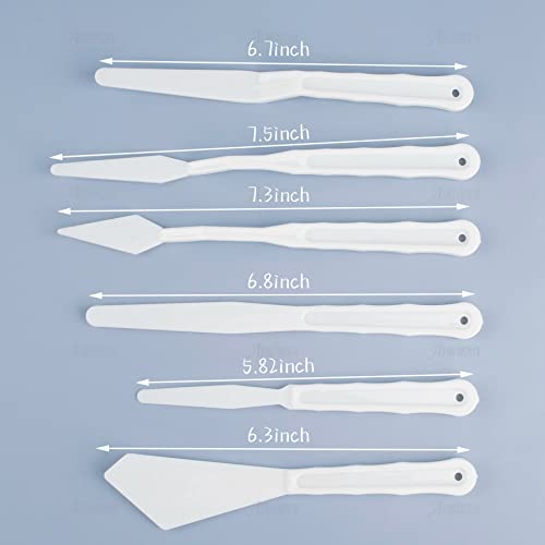AUEAR, 5 Sets 30 Pack Plastic Spatula Palette Knives, 6 Styles for Oil Painting
