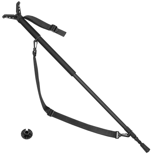 MidTen Shooting Stick Hunting Monopod with V Yoke Rest for Gun and Crossbow - color: Black