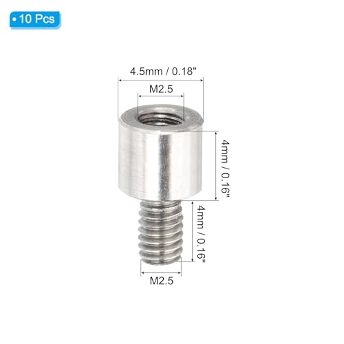 PATIKIL 10 Pcs M2.5x4+4mm Stainless Steel Standoff Extension Posts Screws,Metric Male Female Thread Adapters Spacer for PCB,Quadcopter Drone,Computer & Circuit Board Assortment Kit - size: M2.5x4+4mm