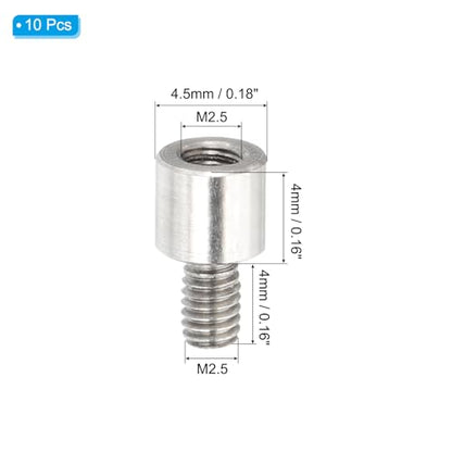 PATIKIL 10 Pcs M2.5x4+4mm Stainless Steel Standoff Extension Posts Screws,Metric Male Female Thread Adapters Spacer for PCB,Quadcopter Drone,Computer & Circuit Board Assortment Kit - size: M2.5x4+4mm
