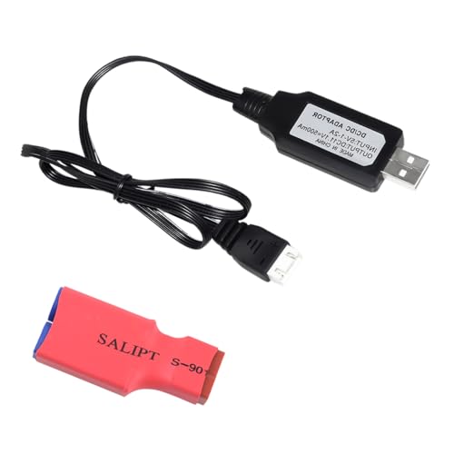 RC Battery Accessory Kit,No Wires EC5 Male (Blue) Connector Switch to Deans T Female (red) Adapter, for Remote Control Toy Boat FPV Drone Car etc - 1 Pcs with 11.1V USB Charger Cable