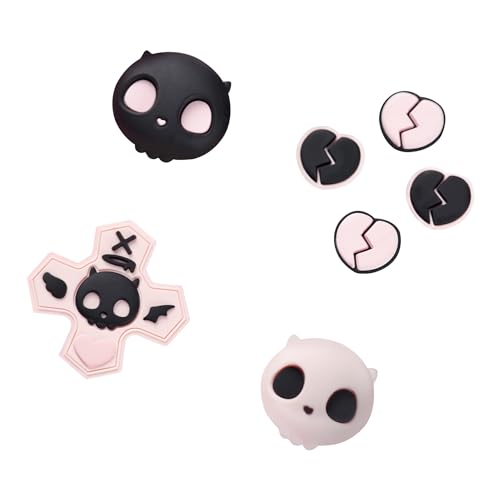 GeekShare Silicone Cross D-Pad Button Caps Set Joystick Cover - Cute ABXY Key Buttons Sticker Compatible with Switch/OLED Joy Con - Sweetheart Skull - size: Switch / OLED Sweetheart Skull