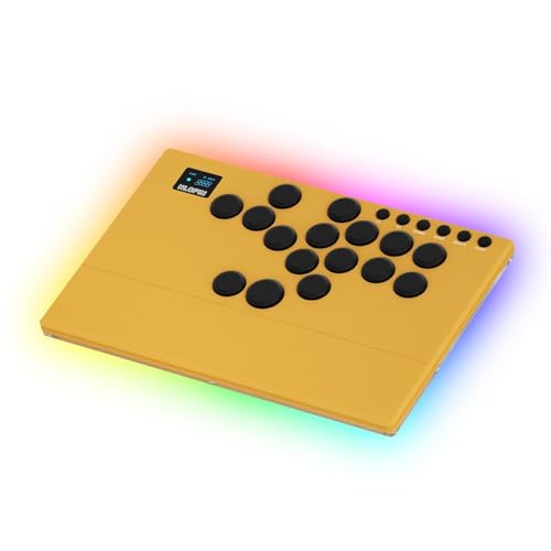 NLOFIN Leverless Arcade Stick 16Key All-Button Leverless Controller(Yellow) - color: Yellow