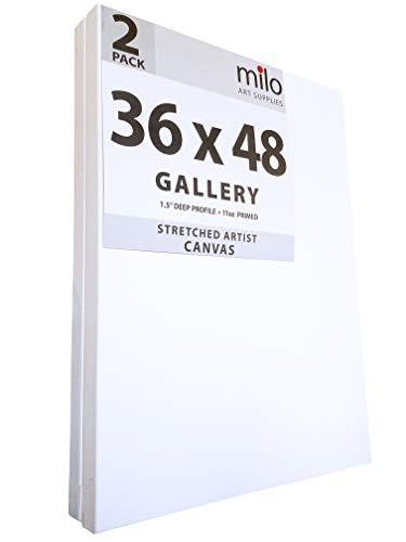 milo Stretched Artist Canvas, 36x48 inch, 2 Pack, 1.5” inch Profile - size: 36" x 48" Pack of 2