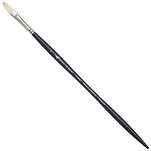 Winsor & Newton Artists' Oil Hog Paint Brush, Long Handle Size 4, Filbert - size: #4, style: Filbert