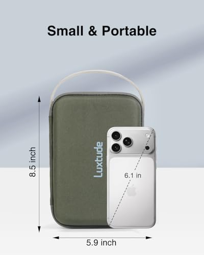 Luxtude Hard EVA Case with Foam, Hard EVA Shockproof Camera Organizer Case - color: Green, size: Small
