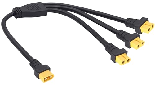 XT60 Y Splitter Cable, 37cm/1M to 3F, 14AWG, 10A, 12-24V, Compatible with Solar Panels, Generators, Drones, RVs, Ships - color: 1Male to 3Female