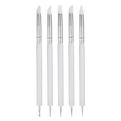 HARFINGTON 5 Pcs Silicone Clay Sculpting Tool Double-Ended Rubber Tip White - color: White