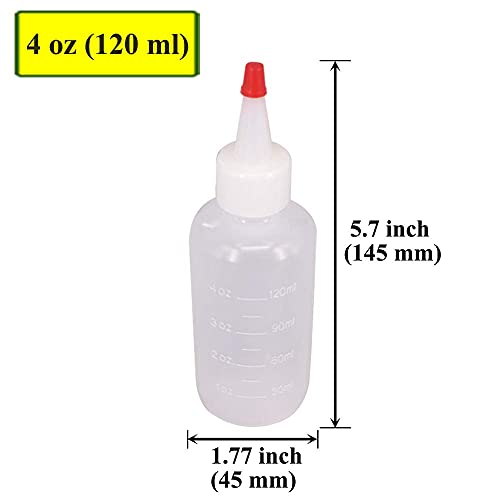 12 Pack 4-Ounce Empty Plastic Squeeze Bottles with Red Tip Caps Multipurpose Squirt Bottle - size: 4oz 12pack