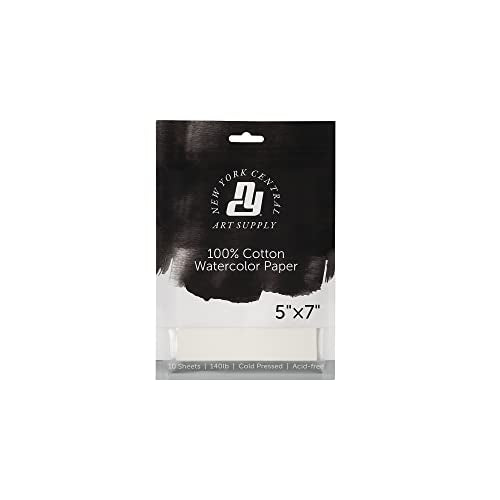 New York Central Watercolor Paper, 140 lb. Cold Press - 5"x7" 50 Sheets - size: 5x7"