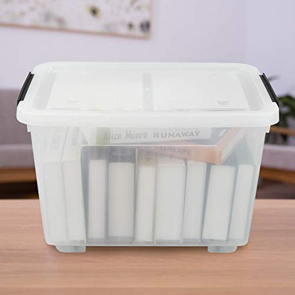Asking 30 Qt Plastic Storage Bins with Lids, Clear Storage Box, 4 Pack - size: 30 L