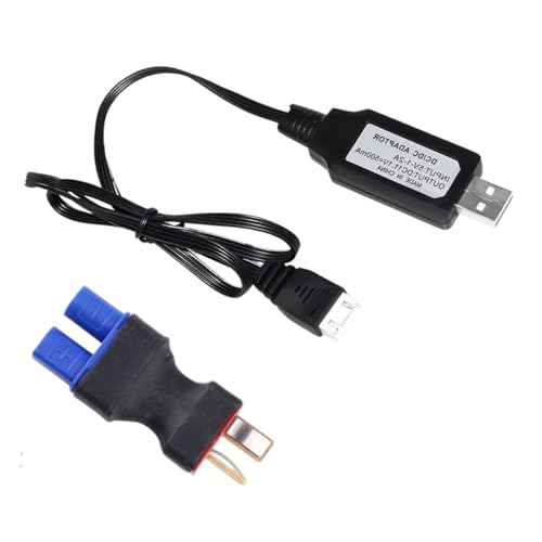 RC Battery Accessory Kit,No Wires Deans T Male (red) Connector Switch to EC3 Female (Blue) Adapter, for Remote Control Toy Boat FPV Drone Car etc - 1 Pcs with 11.1V USB Charger Cable