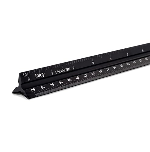 12 Inch Engineer Scale Ruler, Engineering Scale with Anodized Solid Aluminum Core, Laser Etched Scales, Imperial Scale - 1:10, 1:20, 1:30, 1:40, 1:50, 1:60, 12" Drafting Measuring Ruler
