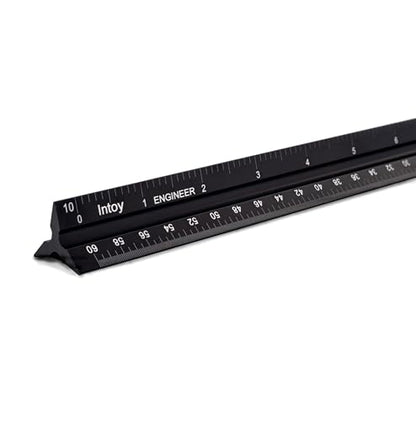 12 Inch Engineer Scale Ruler, Engineering Scale with Anodized Solid Aluminum Core, Laser Etched Scales, Imperial Scale - 1:10, 1:20, 1:30, 1:40, 1:50, 1:60, 12" Drafting Measuring Ruler