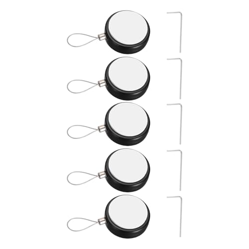 PATIKIL Retractable Remote Control Cable Tether (3.3ft / 1M, Black)(5 Set) Round Remote Control Security Lanyard Lock Adjustable Locking Leash with Rope Lock, Suit for - TVs/Tablets - color: Black