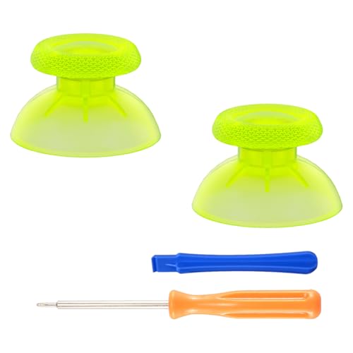 eXtremeRate Clear Lime Green Replacement Thumbsticks for P S 5 Controller, Custom Analog Stick Joystick Compatible with P S 5, for P S 4 All Model Controller - Controller NOT Included - color: Clear Lime Green