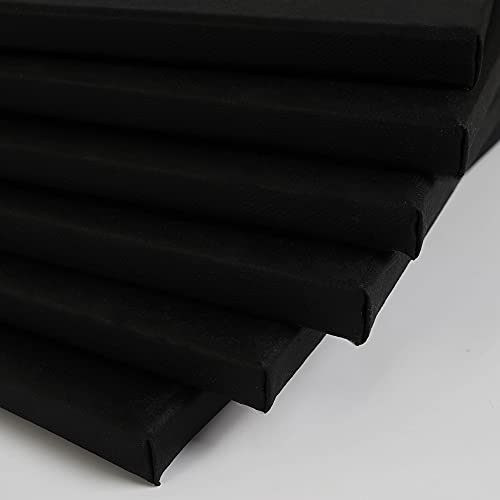CONDA 11x14 inch Black Stretched Canvas, Pack of 6, 100% Cotton, 8 oz Gesso-Primed, 5/8 Inch Profile Value Bulk Pack for Acrylics, Oils Painting - size: 11"x14" 6 Pack