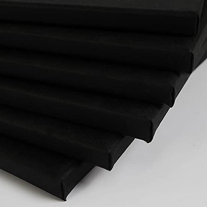 CONDA 11x14 inch Black Stretched Canvas, Pack of 6, 100% Cotton, 8 oz Gesso-Primed, 5/8 Inch Profile Value Bulk Pack for Acrylics, Oils Painting - size: 11"x14" 6 Pack